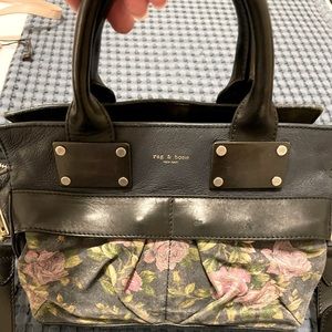 Rag & Bone Black/Floral Leather Crossbody Satchel